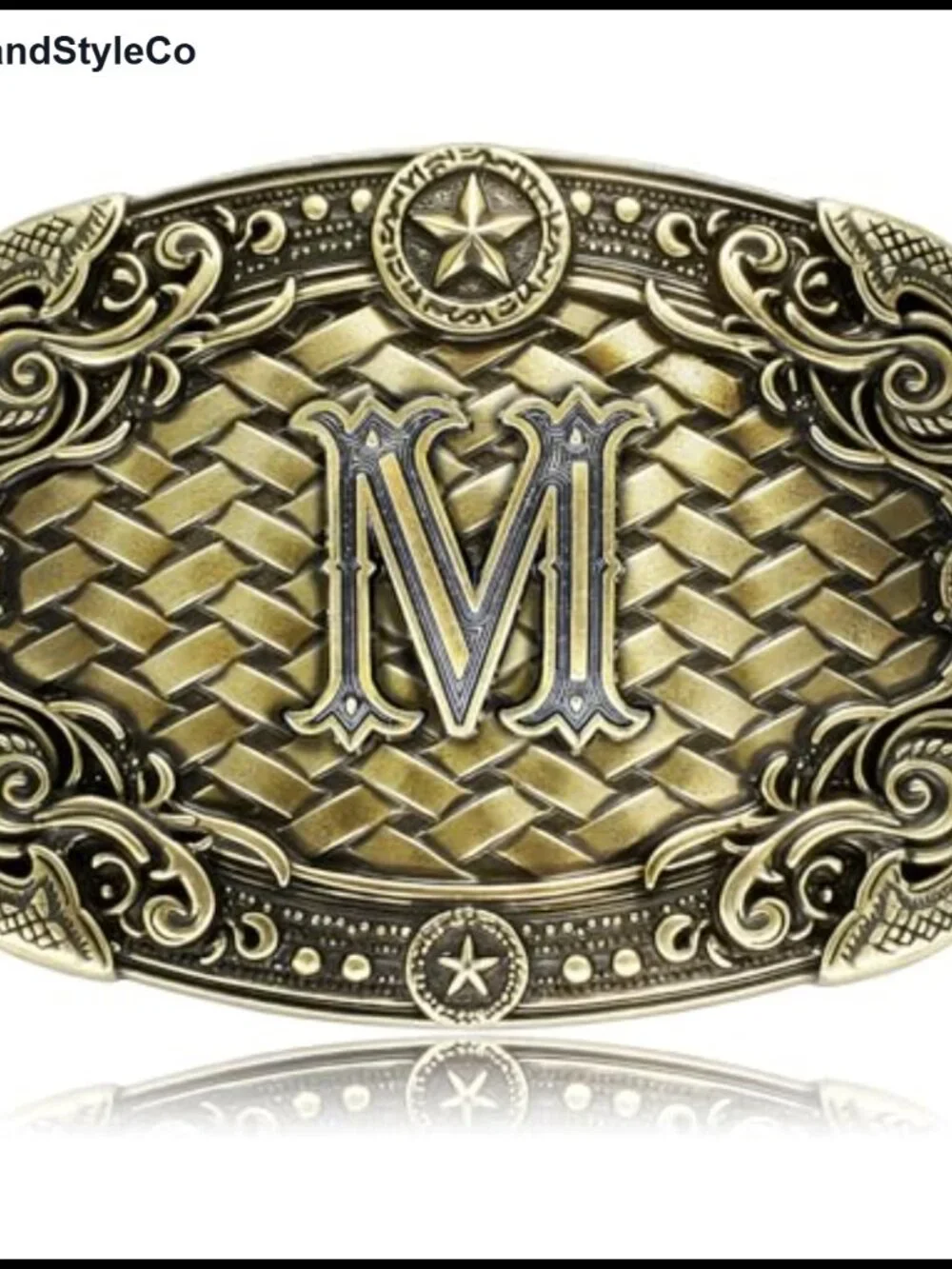 Western Initial Belt Buckle, Zinc Alloy Cowboy Cowgirl Rodeo Accessory
